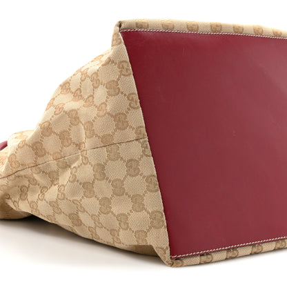 Gucci GG Monogram Large Web Handle Bucket Tote Red 10 of 19