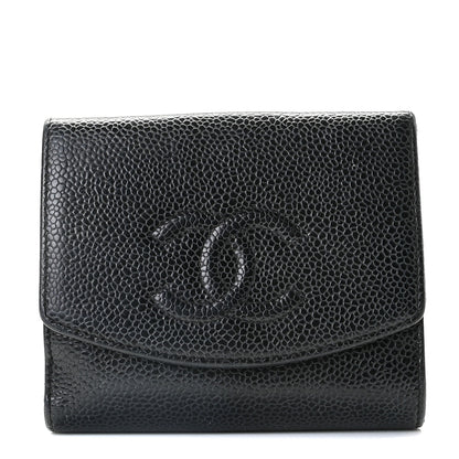 Chanel Caviar Timeless CC Compact French Wallet Black 1 of 13
