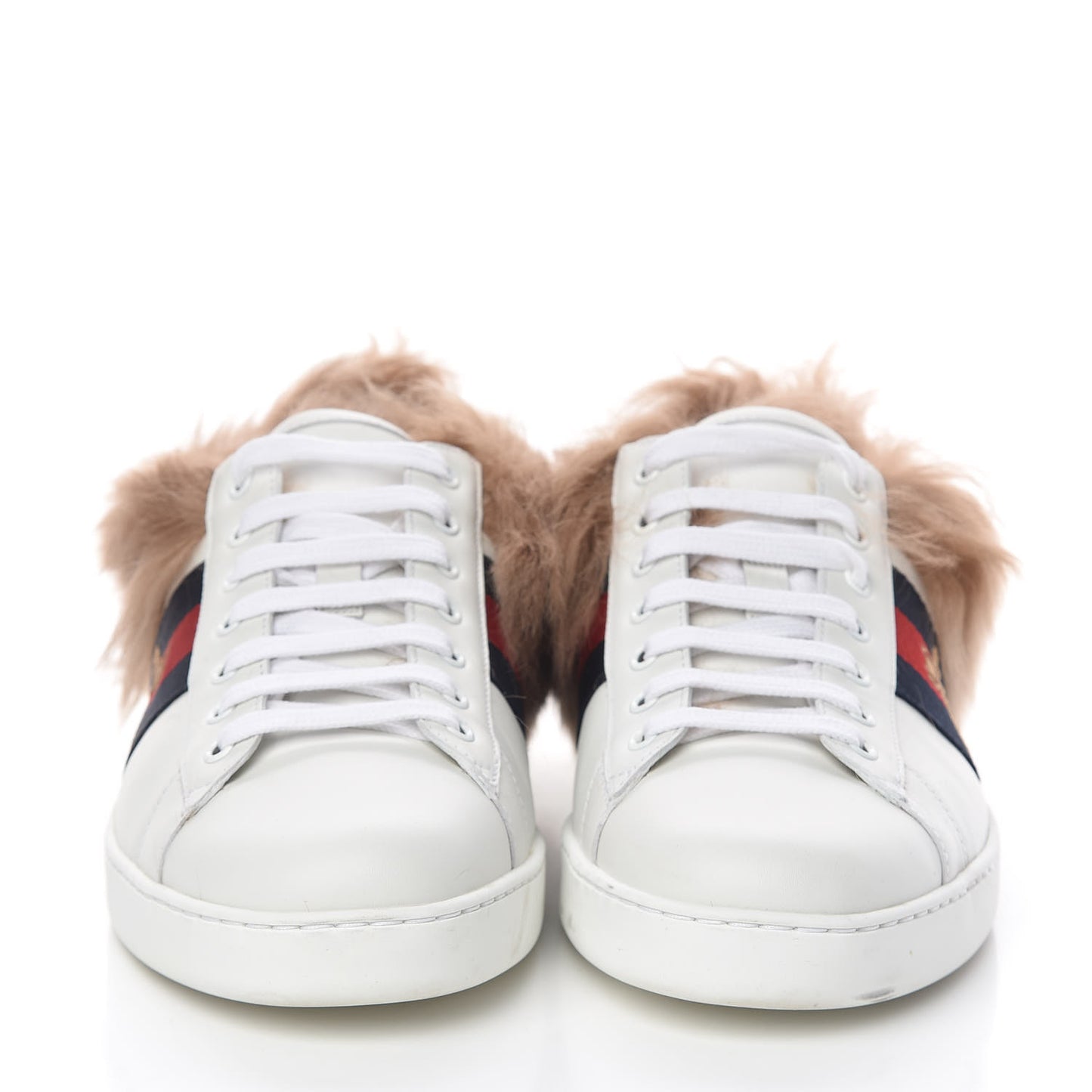 Calfskin Wool Web Bee Embroidered Mens Ace Sneakers 9 White