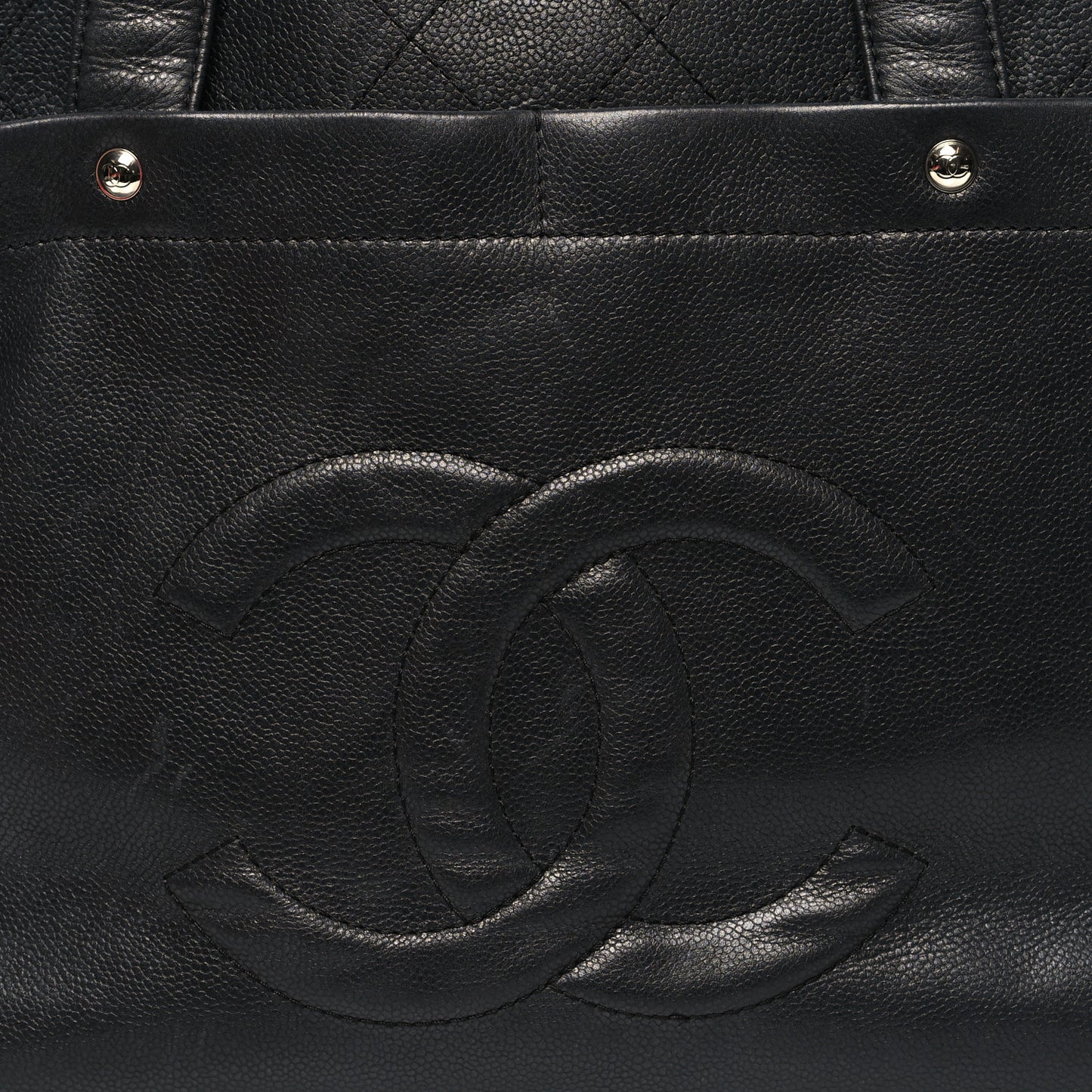 Caviar Stitched CC Shopper Tote Black