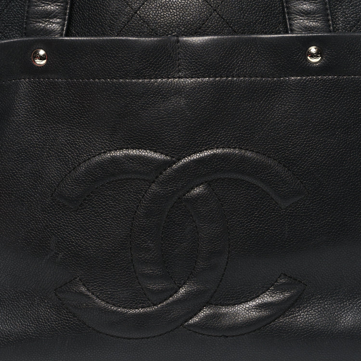 Chanel Caviar Stitched CC Shopper Tote Black 10 of 18