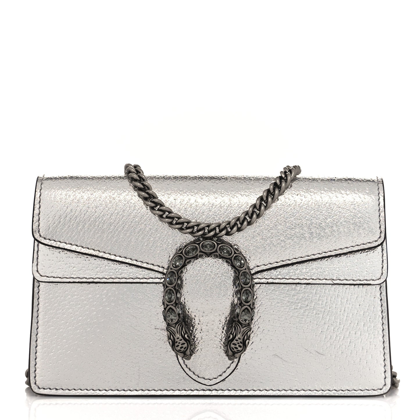 Metallic Calfskin Super Mini Dionysus Shoulder Bag Silver