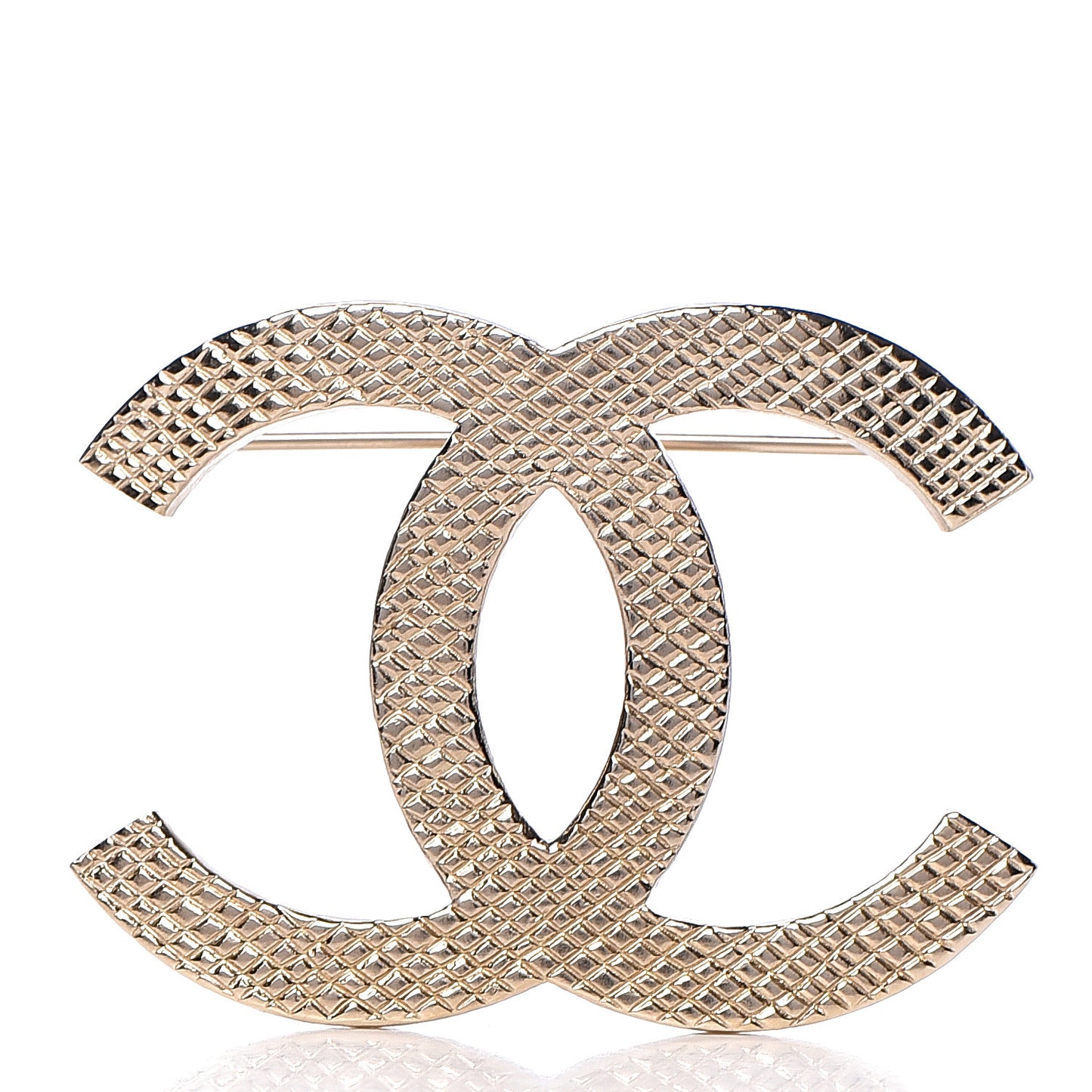 Quilted CC Brooch Light Gold