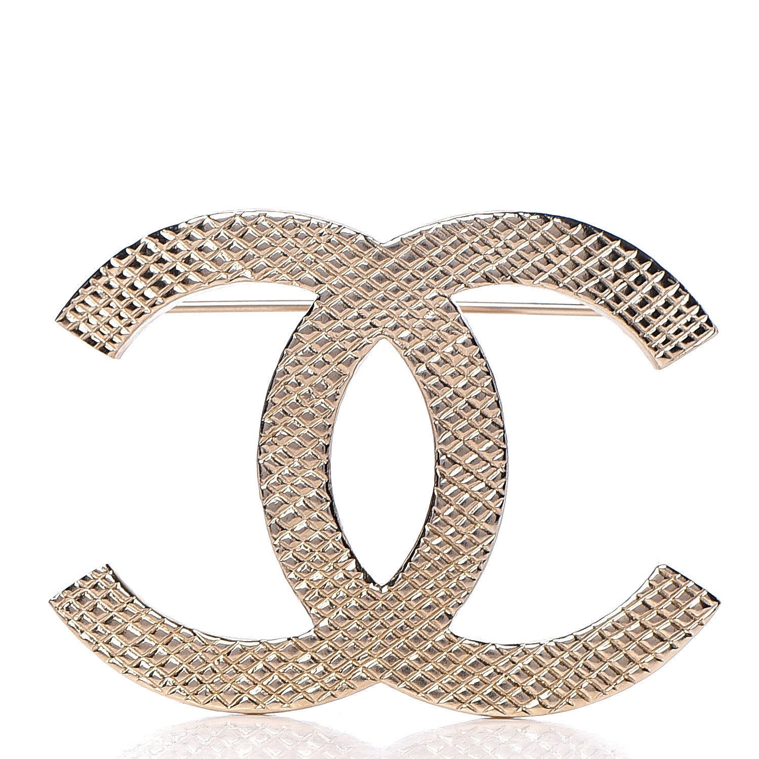 Chanel Quilted CC Brooch Light Gold 1 of 4