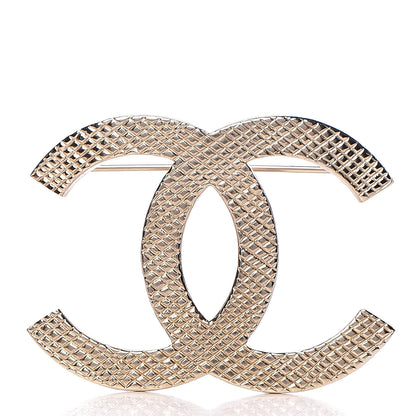 Chanel Quilted CC Brooch Light Gold 1 of 4
