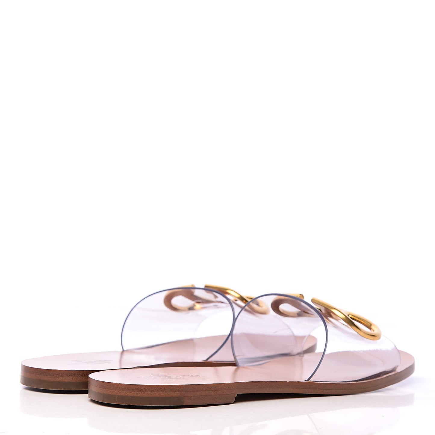 PVC Transparent Vlogo Flat Slide Sandals 39.5 Brown