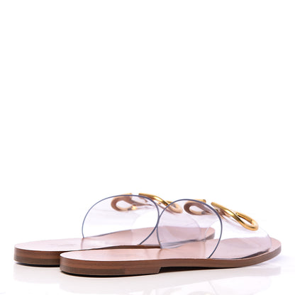 Valentino Garavani PVC Transparent Vlogo Flat Slide Sandals 39.5 Brown 4 of 10