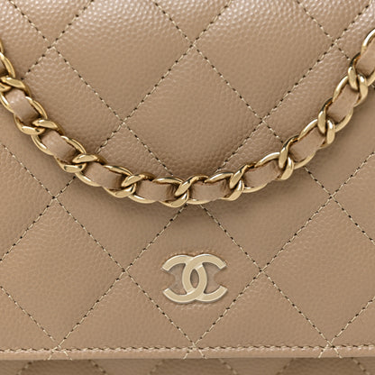 Chanel Caviar Quilted Wallet On Chain WOC Beige 8 of 13