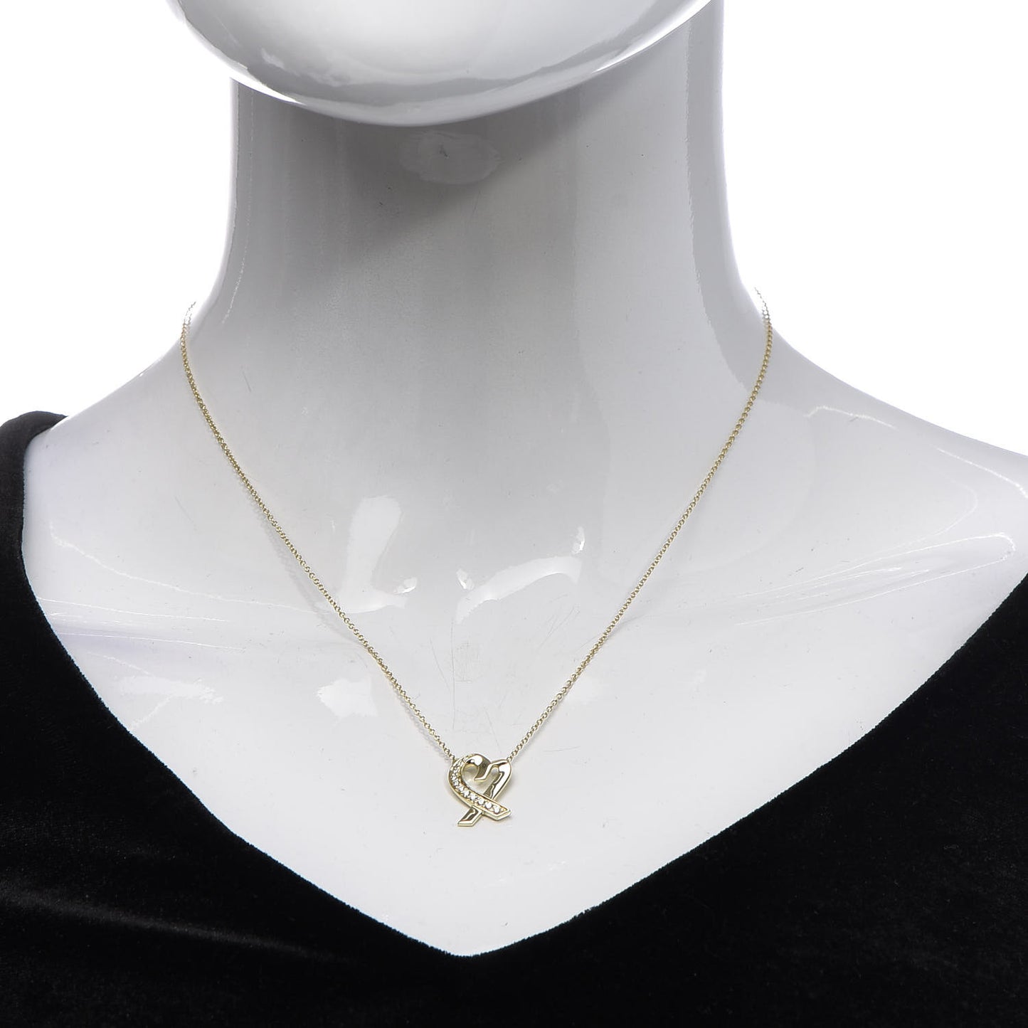 18K Yellow Gold Diamond Small Paloma Picasso Loving Heart Pendant Necklace