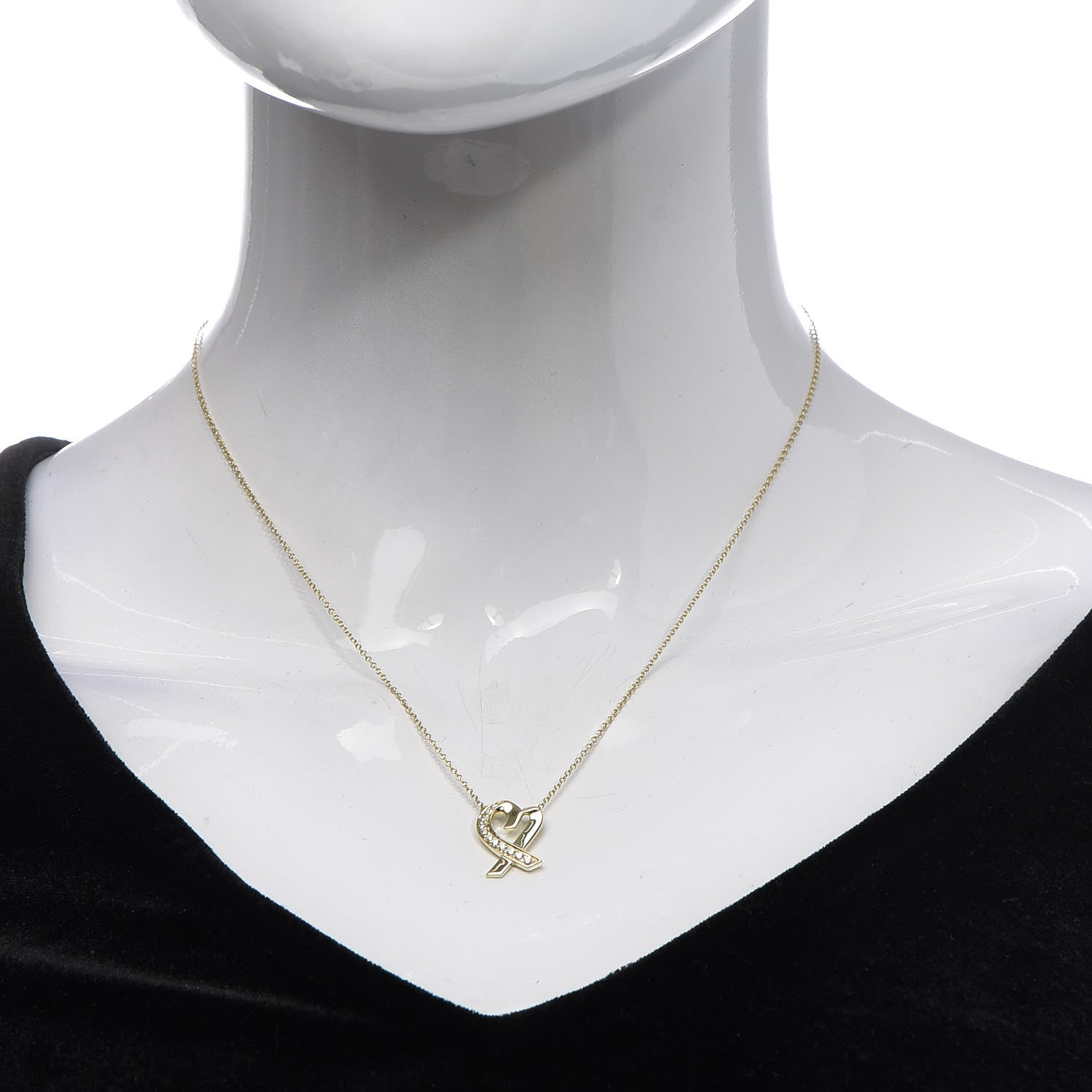 Tiffany 18K Yellow Gold Diamond Small Paloma Picasso Loving Heart Pendant Necklace 2 of 6