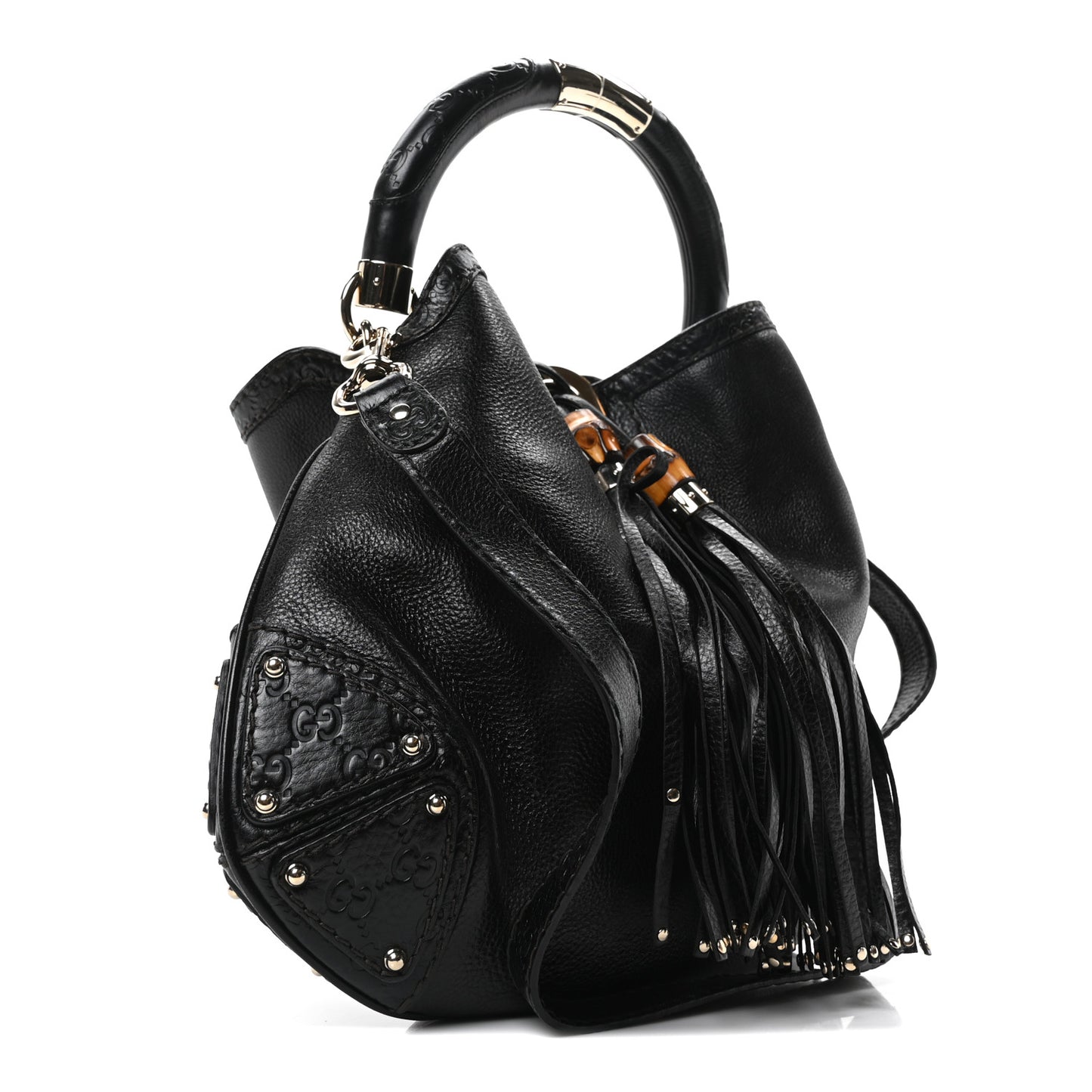Calfskin Guccissima Medium Indy Top Handle Hobo Dark Brown