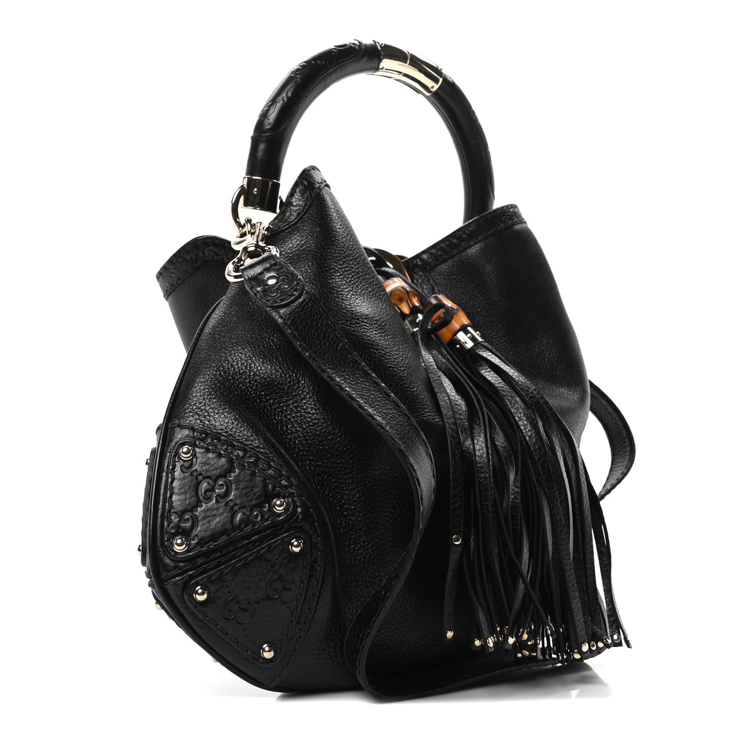 Gucci Calfskin Guccissima Medium Indy Top Handle Hobo Dark Brown 3 of 10