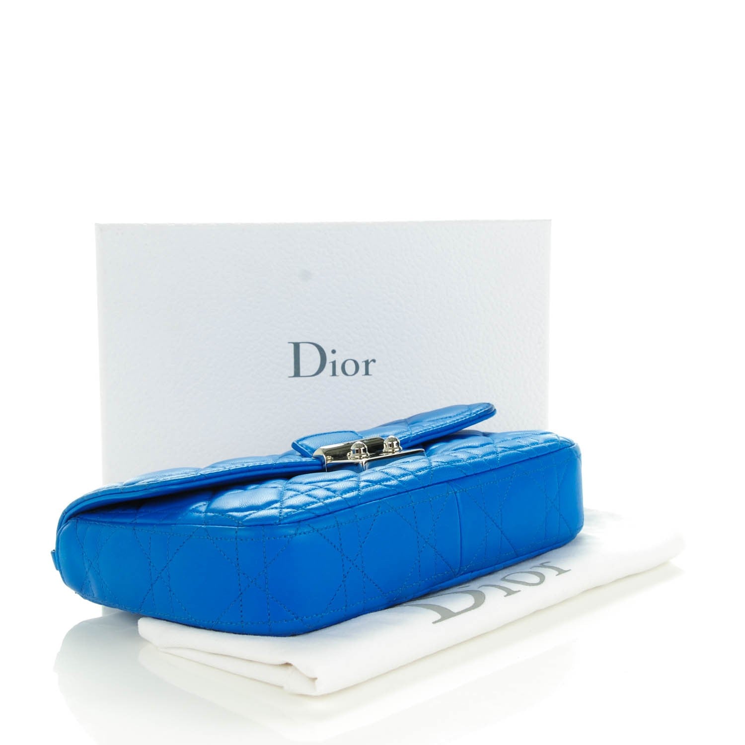 Christian Dior Lambskin Cannage Miss Dior Promenade Pouch Blue 4 of 7