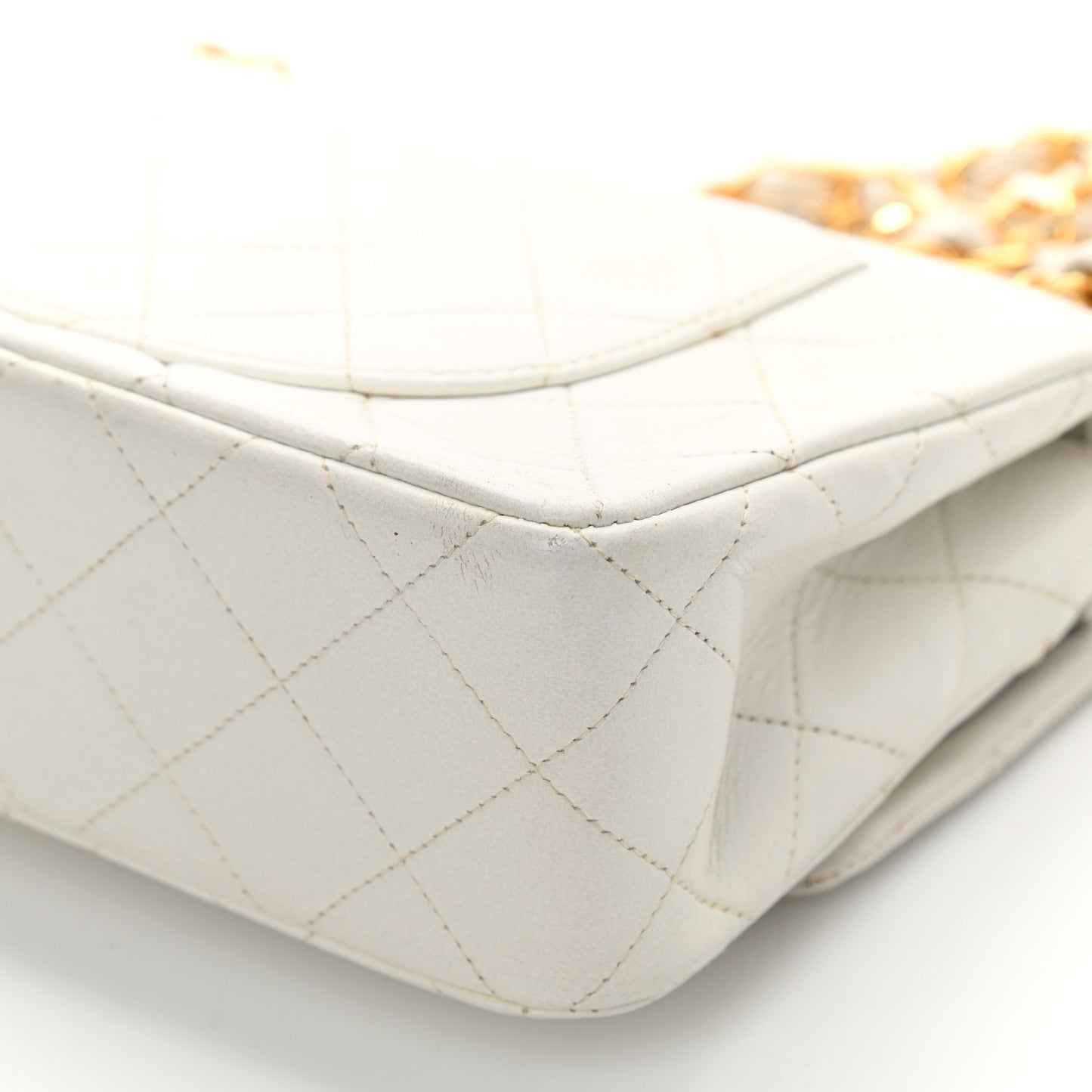 Lambskin Quilted Small Double Flap White