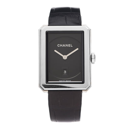 Chanel Stainless Steel Alligator 26mm Boy-Friend Quartz Watch Black 1 of 6
