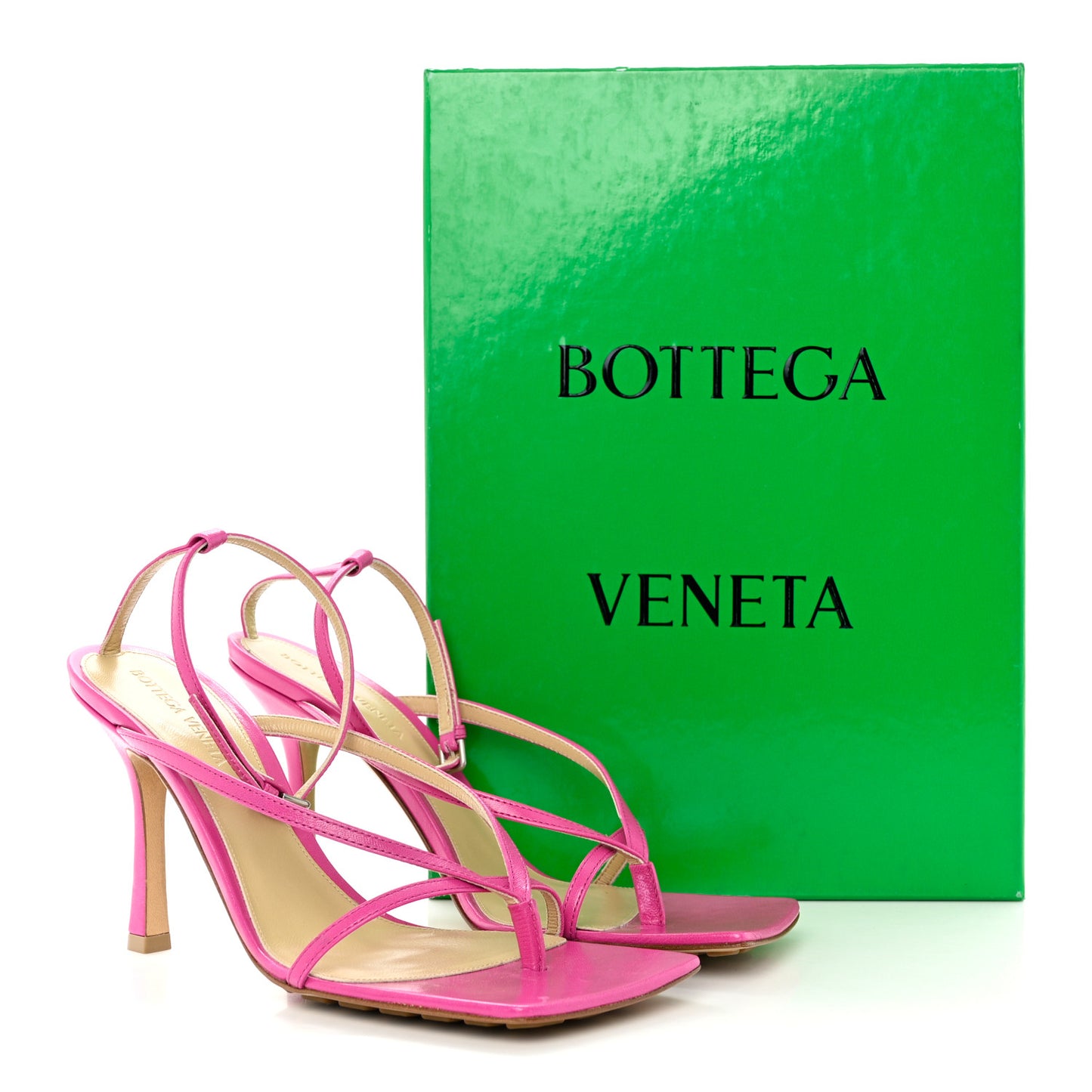 Lambskin Stretch Multi Strap 90mm Sandals 39 Hollyhock