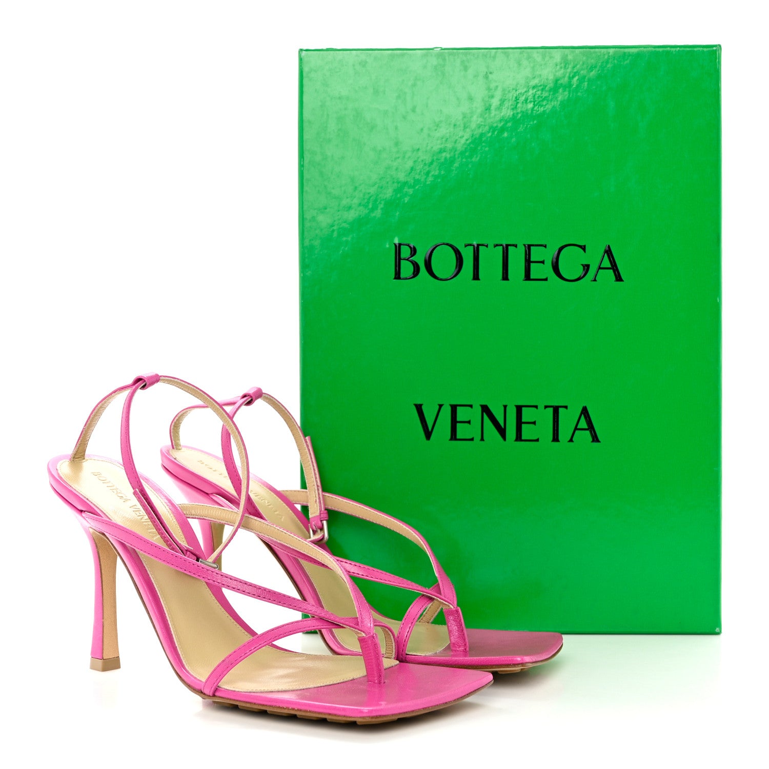 Bottega Veneta Lambskin Stretch Multi Strap 90mm Sandals 39 Hollyhock 9 of 9
