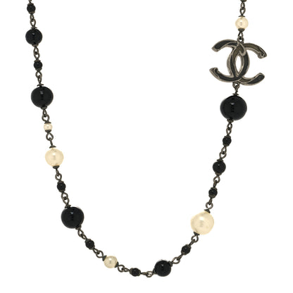 Chanel Beaded CC Short Necklace Ruthenium Black 1 of 5