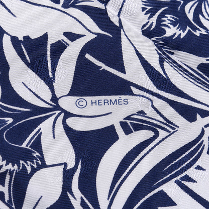 Hermes Silk Tatouage Flamingo Party Scarf 90 Bleu White 4 of 5