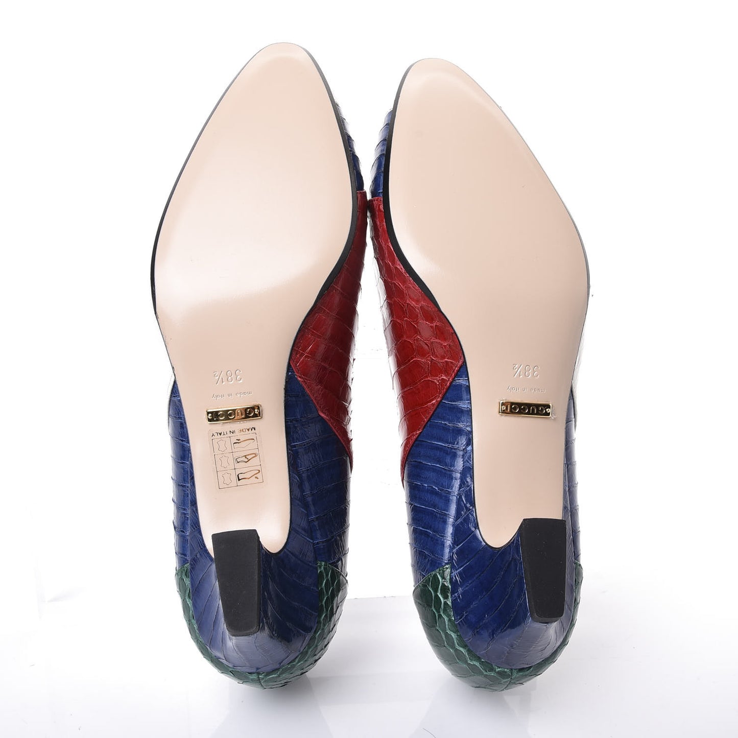 Snakeskin Crystal Double G Pumps 38.5 Multicolor