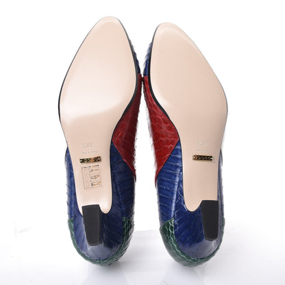 Gucci Snakeskin Crystal Double G Pumps 38.5 Multicolor 6 of 11