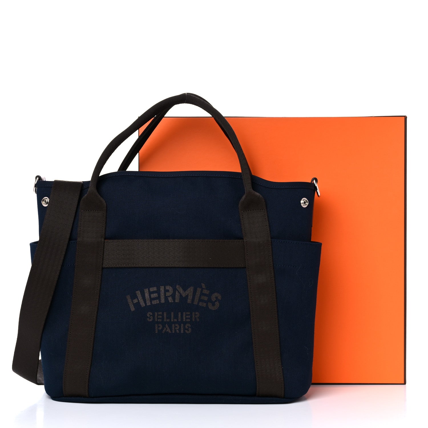 Hermes Toile Sac De Pansage Groom Bleu Navy Feu 14 of 14