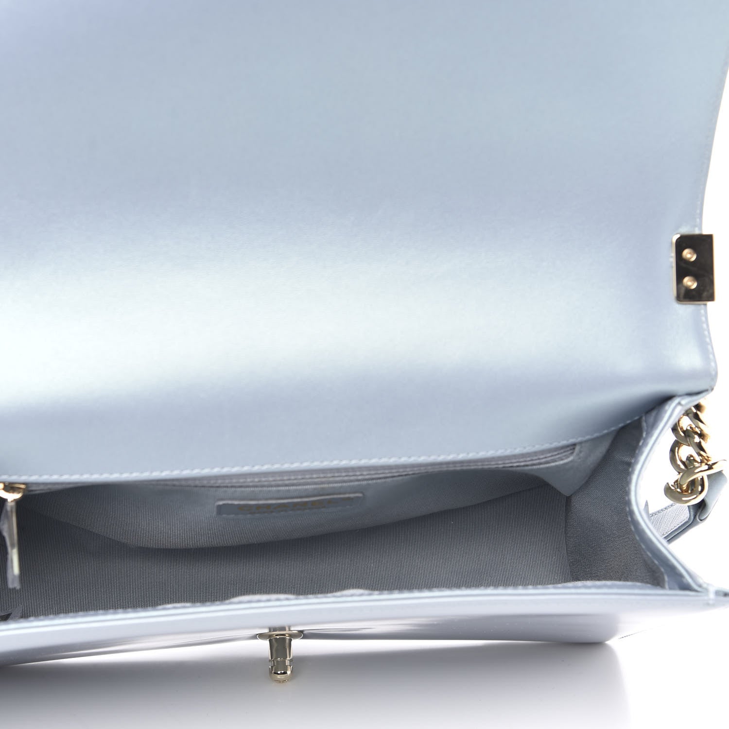 Chanel Iridescent Glazed Calfskin Quilted New Medium Boy Flap Light Blue 5 of 12