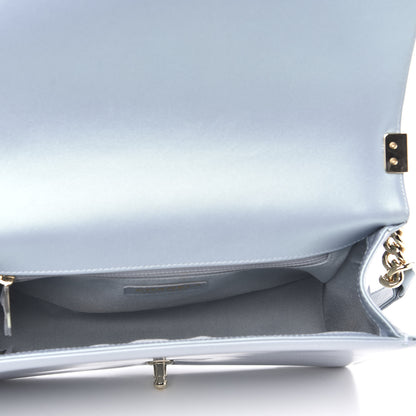 Chanel Iridescent Glazed Calfskin Quilted New Medium Boy Flap Light Blue 5 of 12