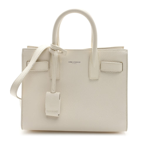 Grained Calfskin Nano Sac de Jour Dove White