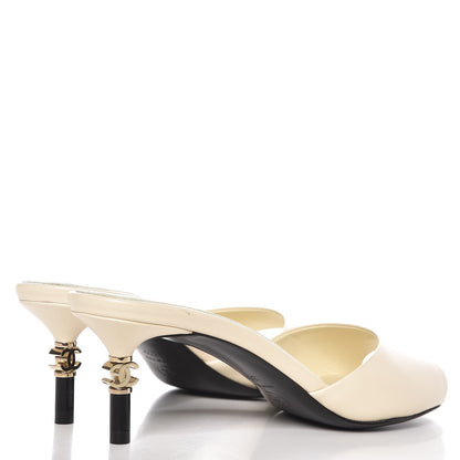 Chanel Calfskin CC Mules 36.5 Light Beige 4 of 9