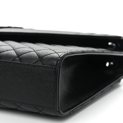 Saint Laurent Grain De Poudre Textured Mixed Matelasse Large Triquilt Monogram Monochrome Satchel Black 10 of 11