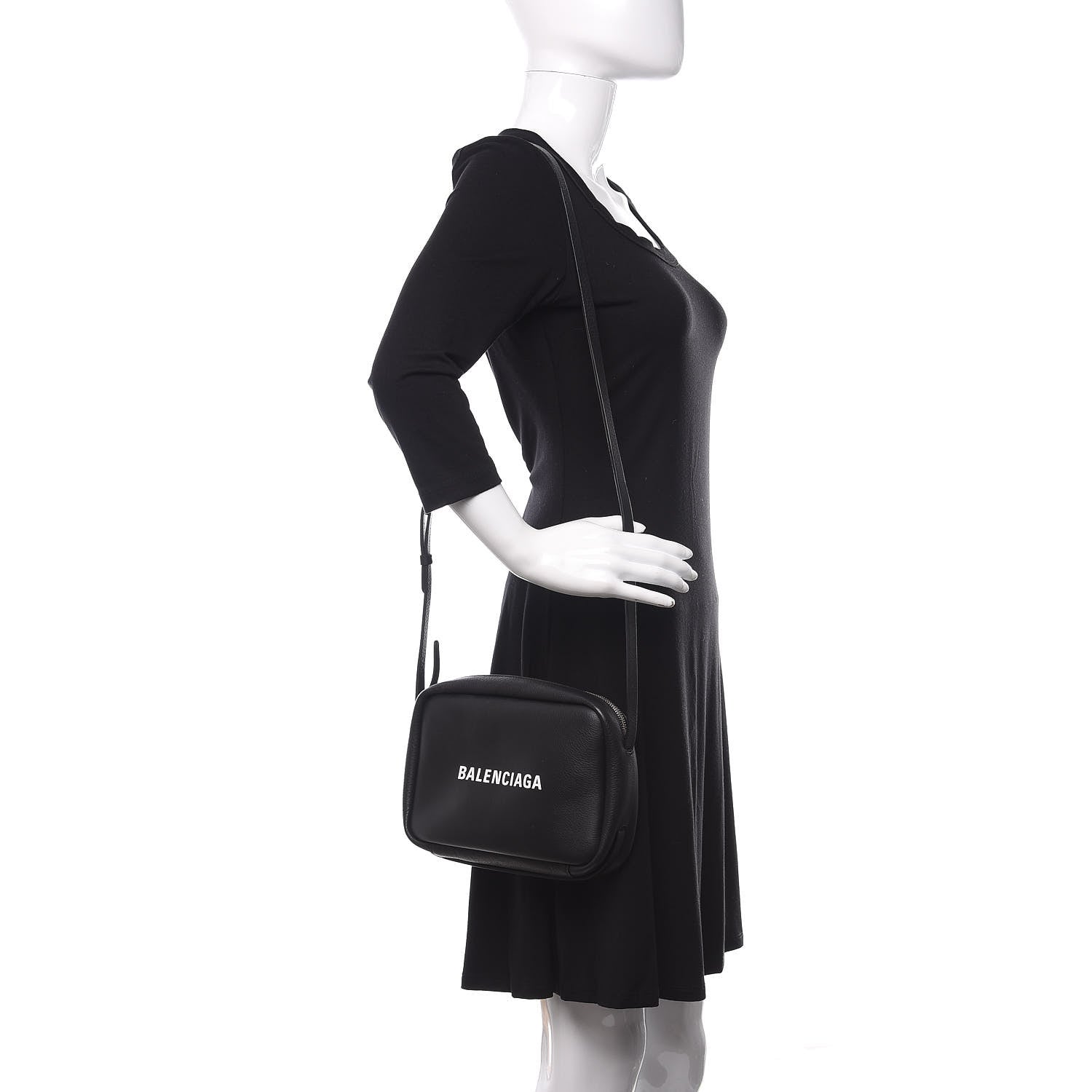 Balenciaga Calfskin Logo S Everyday Camera Bag Black 2 of 9