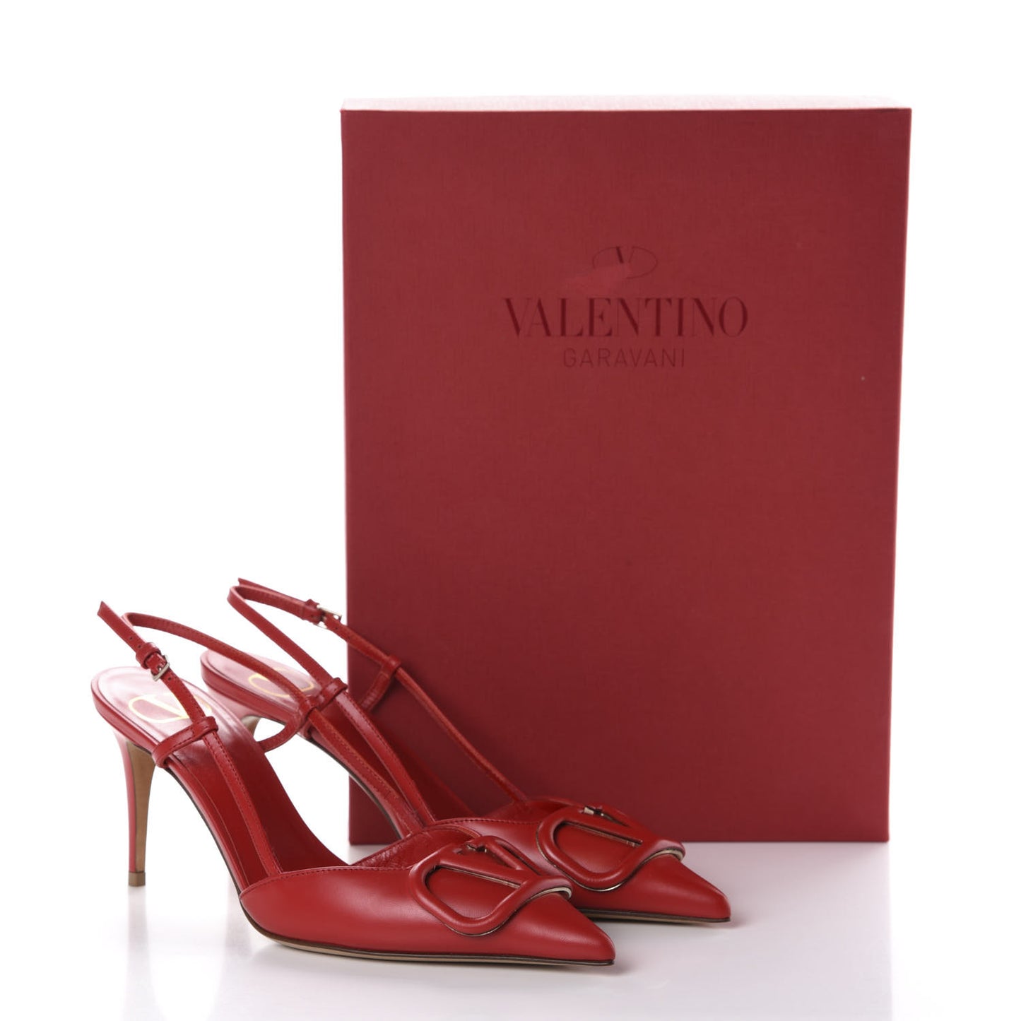 Calfskin Tonal Vlogo Slingback 80mm Pumps 36 Rouge Pur