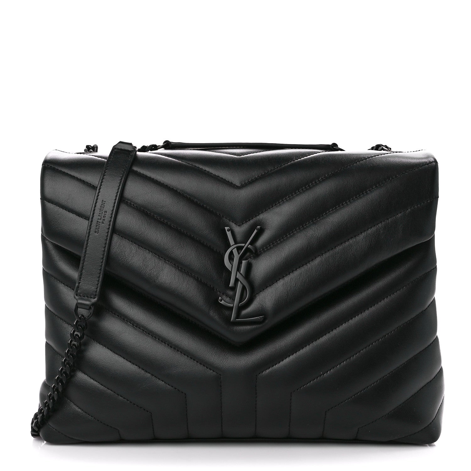 Saint Laurent Calfskin Y Quilted Monogram Monochrome Medium Loulou Chain Satchel Black 1 of 11