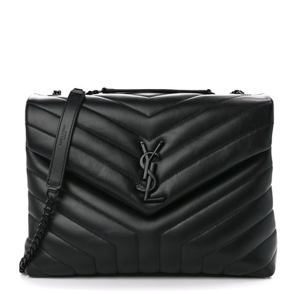 Saint Laurent Calfskin Y Quilted Monogram Monochrome Medium Loulou Chain Satchel Black 1 of 11