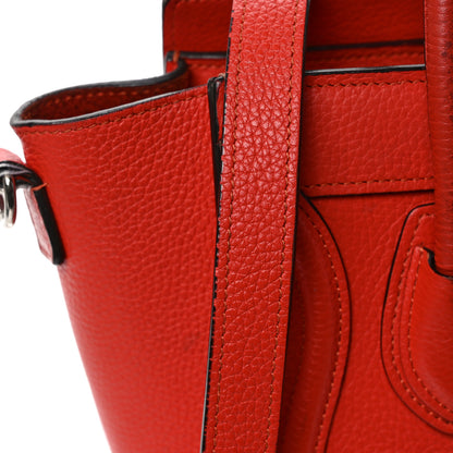Celine Drummed Calfskin Nano Luggage Vermillion 15 of 17