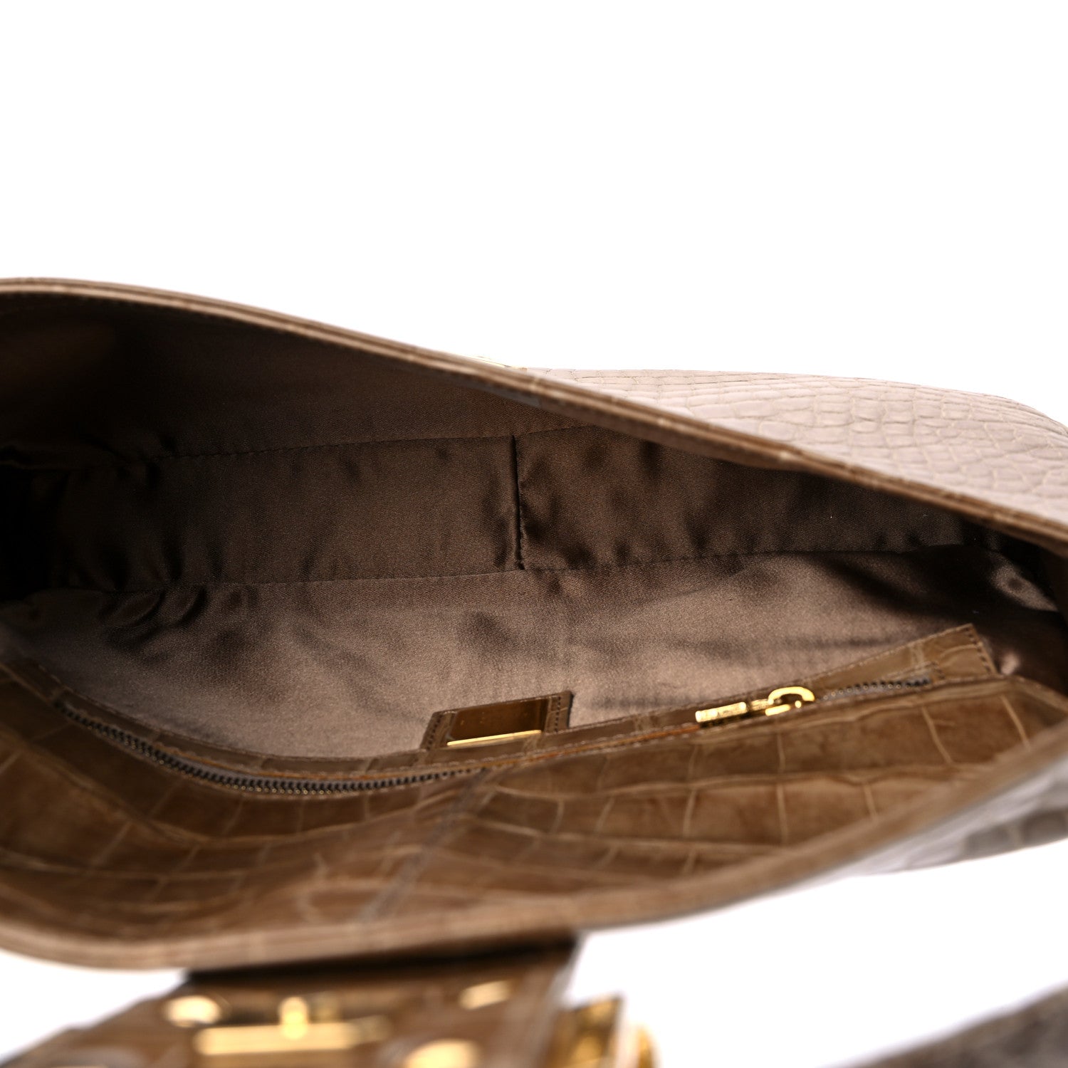 Fendi Crocodile Crystal Lizard Baguette Beige 5 of 11