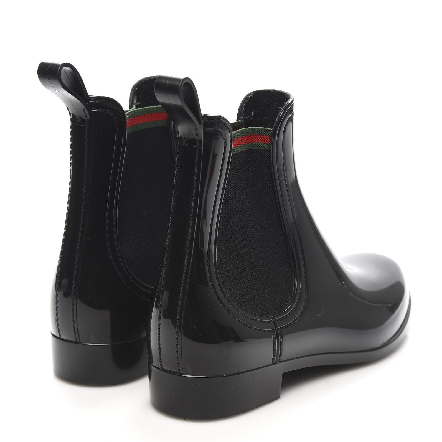 Gucci Rubber Womens Web Ankle Boots 8 Black 4 of 7