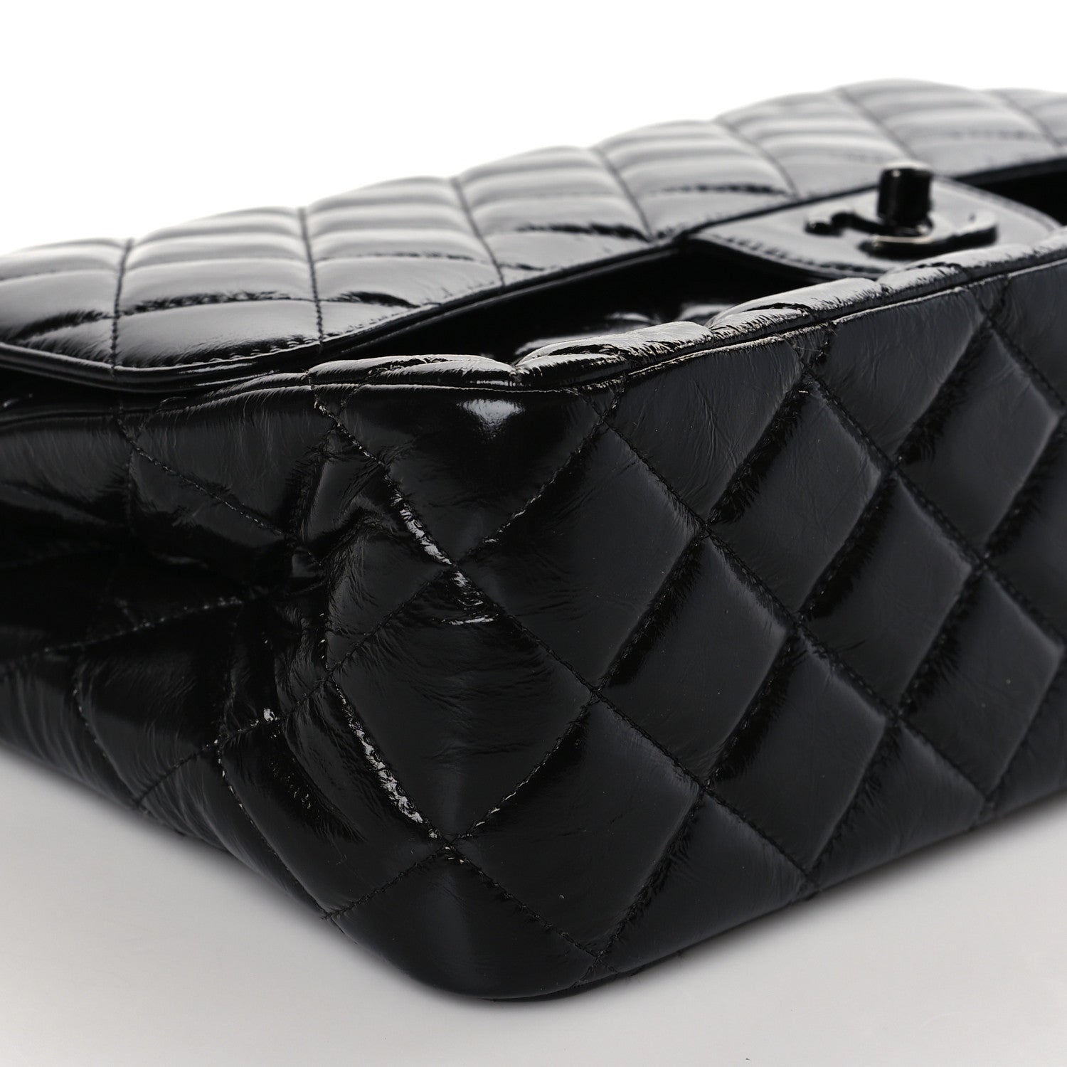 Chanel Shiny Distressed Calfskin Quilted Jumbo Double Flap So Black 7 of 8