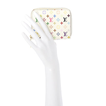 Louis Vuitton Monogram Multicolor Zippy Coin Purse Wallet White Litchi 2 of 7