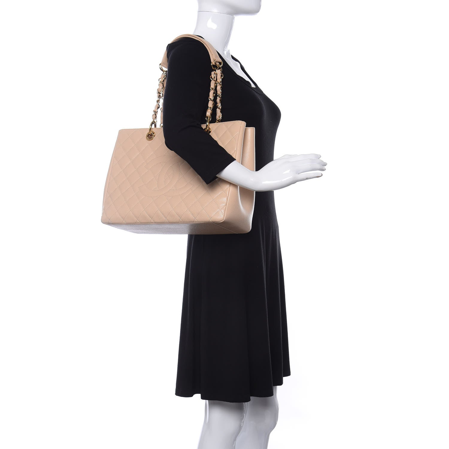 Chanel Caviar Quilted Grand Shopping Tote GST Beige 2 of 10