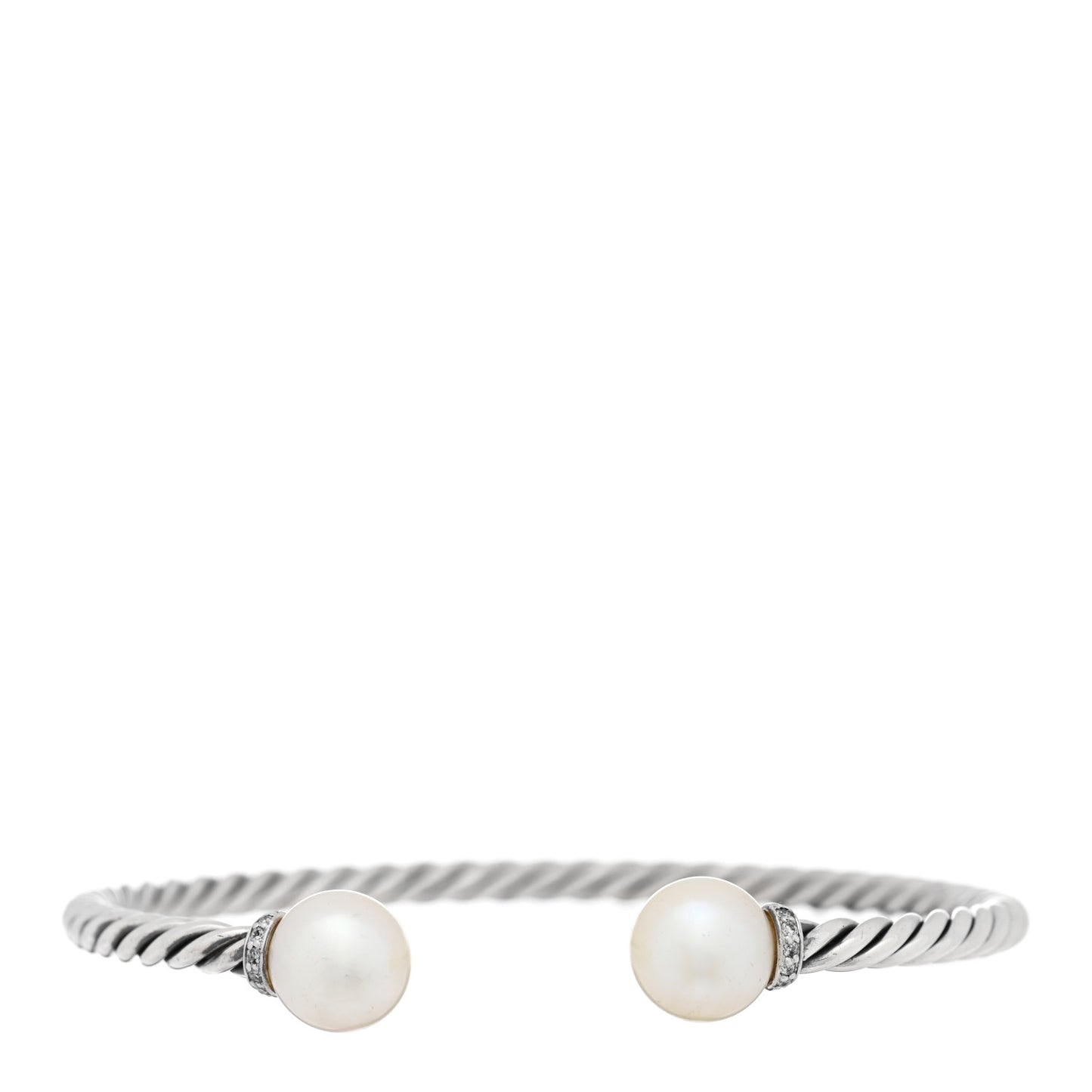 Sterling Silver Diamond Cultured Pearl 9mm Solari Bracelet