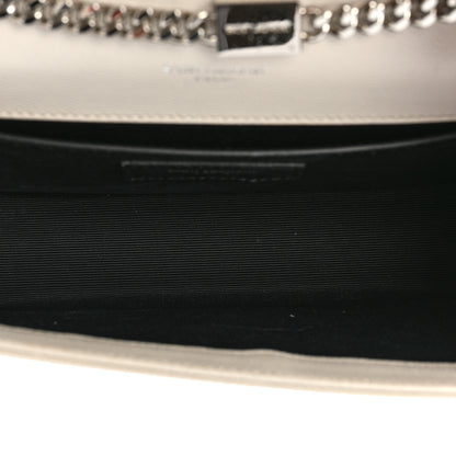 Saint Laurent Grain De Poudre Small Monogram Kate Satchel Icy White 5 of 27