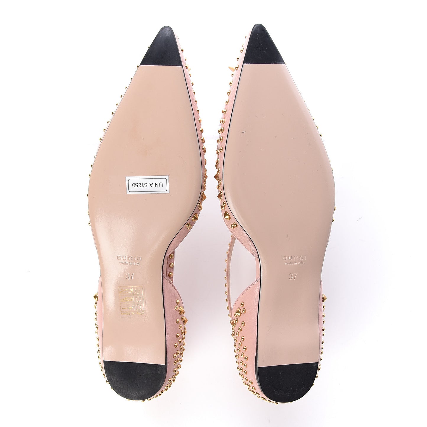 Malaga Kid Studded Pointed Toe Unia Flats 37 Perfect Pink