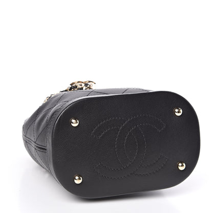 Chanel Calfskin Stitched Mini Drawstring CC Bag Black 4 of 11