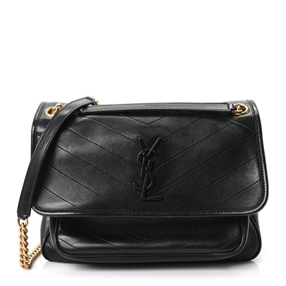 Saint Laurent Lambskin Matelasse Monogram Medium Niki Chain Satchel Black 1 of 9