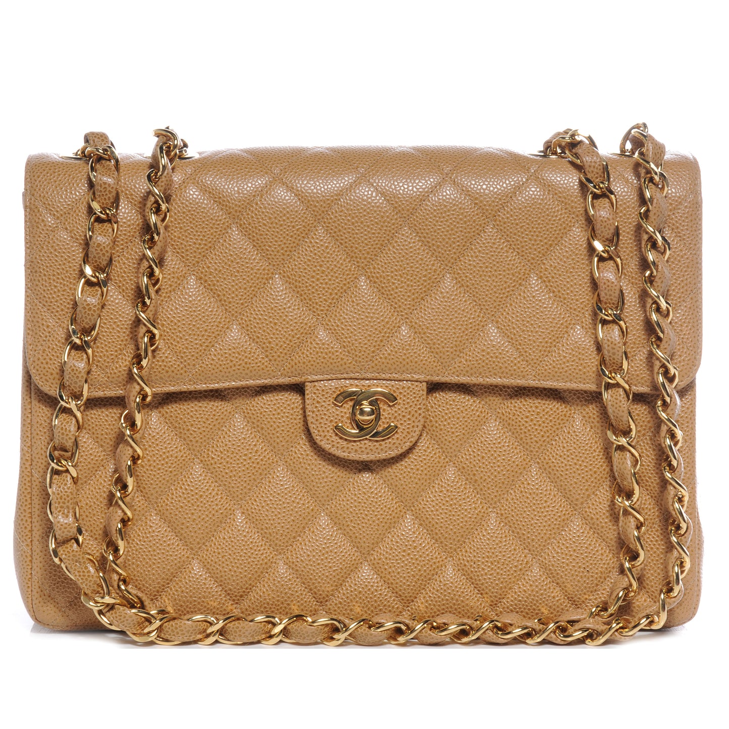 Caviar Jumbo Single Flap Beige
