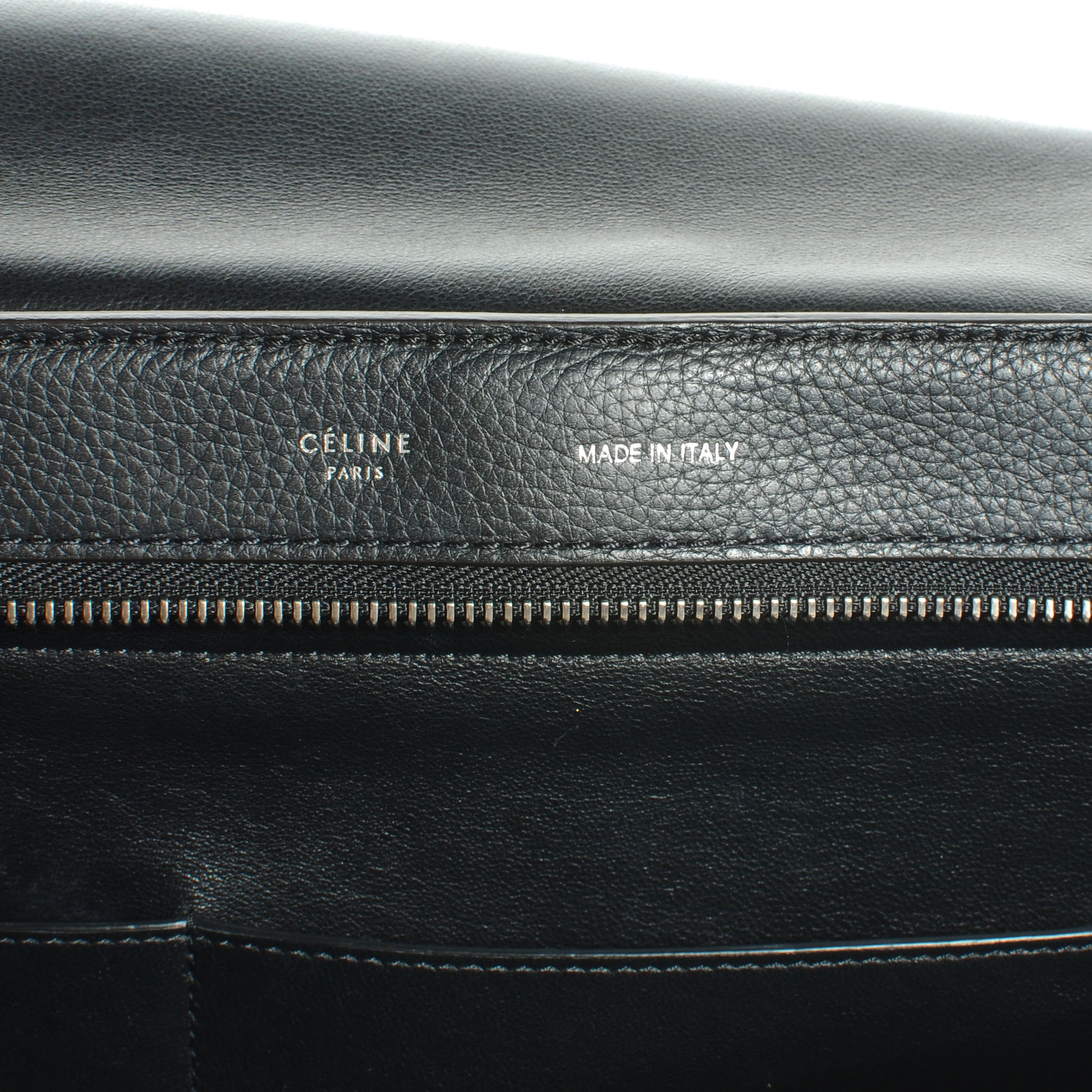 Celine Drummed Leather and Suede Small Trapeze Black 6 of 7