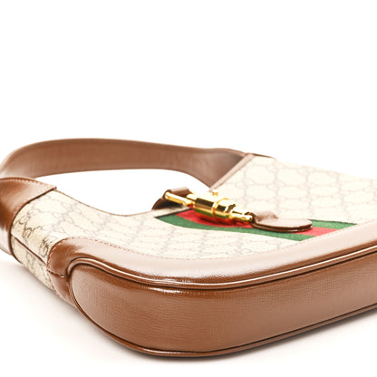 Gucci GG Supreme Monogram Azalea Calfskin Web Small Jackie 1961 Hobo Beige Ebony Brown Sugar 8 of 9
