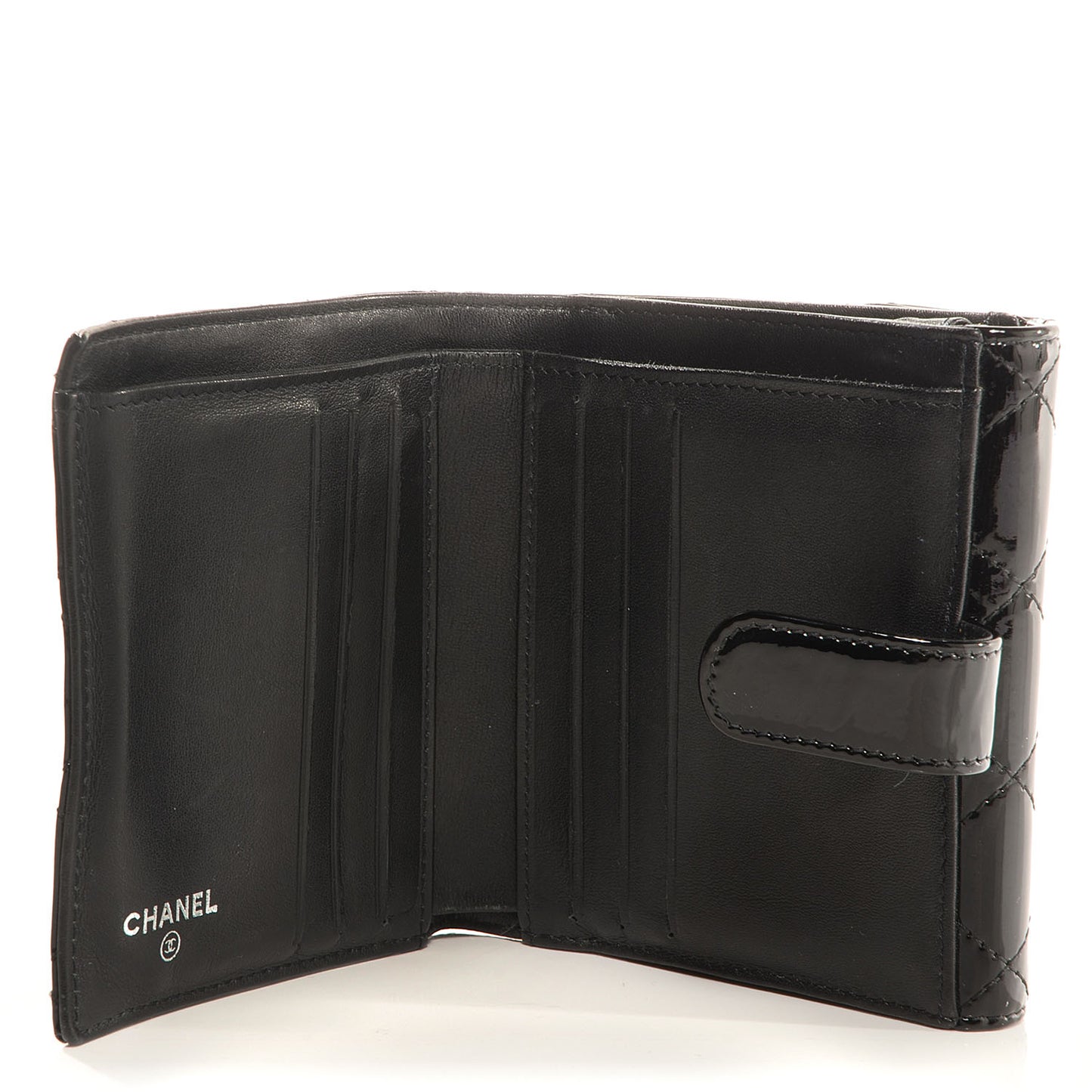 Patent Quilted Brilliant French Wallet Black
